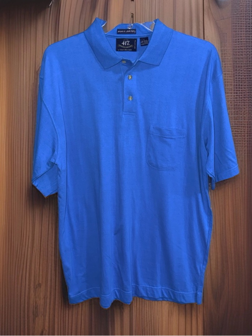 417 by Van Heusen Bright Blue Polo with Chest Pocket-L-EC